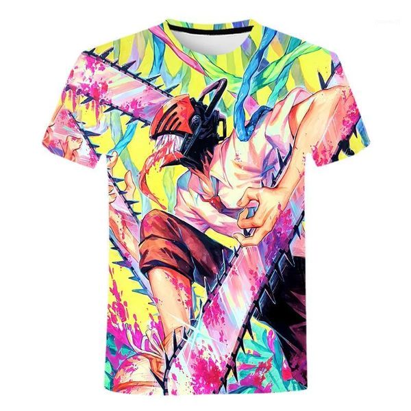 T-shirts masculins 2022 Chainsaw Man Fashion Summer 3dt Shirt Men Imprimée T-shirt Hip-Hop Round Casual
