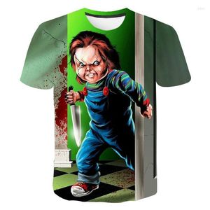 Camisetas para hombre 2022 Chucky Doll Halloween Horror 3D impreso camiseta hombres creativo cuello redondo manga corta camisa fresca Harajuku Streetwear Tops