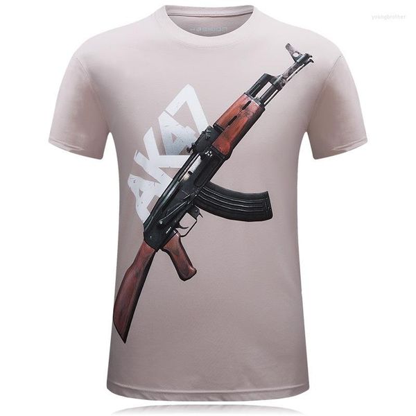 Camisetas para hombre 2022 Cool Men 3D Gun Print Black Rifles camiseta estilo militar cuello redondo ejército verde camisa de hombre talla grande 6XL camisetas