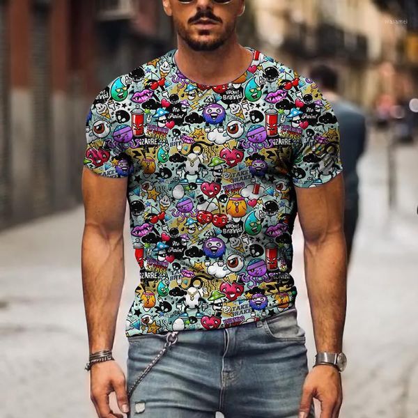Camisetas para hombres 2022 Forme la impresión 3D Camiseta de verano de la calle interesante Casual XXS-6XL