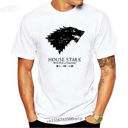 Camisetas para hombre, moda 2022, cuello redondo, venta, camisa de algodón Natural para hombre, casa Stark, camiseta estampada inspirada en