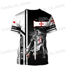 T-shirts masculins 2022 Fashion Templar Knights 3D Print Men T-shirt Nouveau été O Neck Slve Style Vêtements masculins Fashion Casual Plus taille TOP T240419