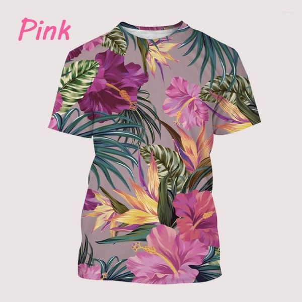 Camisetas para hombres 2022 Flor 3D Impreso Hombres Casual Manga Corta Lindo Estampado Floral Camiseta Playa Tops