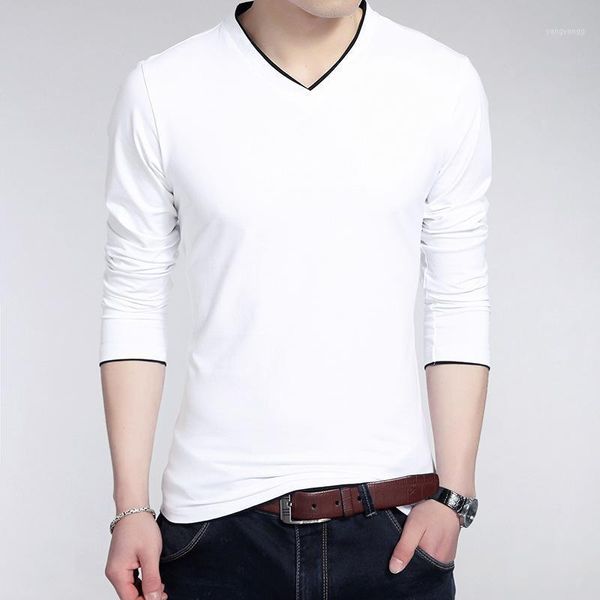 T-shirts pour hommes 2022 T-shirt coréen à manches longues Slim Fit Coton Couleur Solide Prix de gros