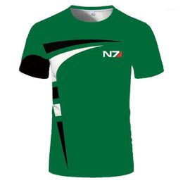 T-shirts van heren 2022 Mass Effect N7 Logo Print Custom Made Spliced ​​Man Short Mouw T-shirt Slanke Comfortabele Casual Persoonlijkheid Mannen T-shirt