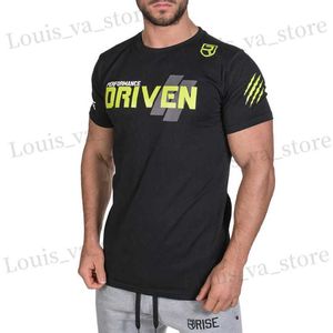 T-shirts voor heren 2022 Men Brand T-shirt Gym Bodybuilding Slim Summer Casual Fashion Print Male katoenen T-shirt Tops CrossFit Clothing T240411