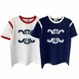 T-shirts pour hommes 2022 T-shirts pour hommes T-shirts à col rond T-shirts Automne Nouvelle couleur assortie à l'épaule assortie Arc de Triomphe Lettre à manches courtes Top m3vW #