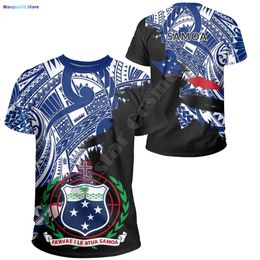 Heren T-shirts 2022 Nieuwe 3D-printen Vintage Polynesisch eiland Samoa Tattoo Tribal Flag Men Women Short Seve T-shirt Streetwear 0301H23