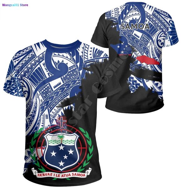 T-shirts pour hommes 2022 nouvelle impression 3D Vintage île polynésienne Samoa tatouage drapeau tribal hommes femmes court Seve t-shirt Streetwear 0301H23