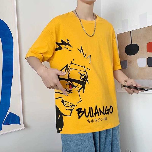 Camisetas para hombres 2022 nueva camiseta de animación de algodón para hombres tendencia casual cuello redondo ropa de manga corta japonesa para hombres Y2302