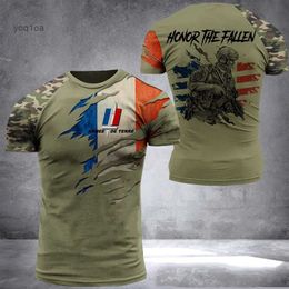 T-shirts hommes 2022 nouvel été armée-vétéran 3D imprimé t-shirt pour hommes français soldat champ vétérans camouflage commando t-shirts à manches courtes hauts