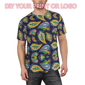 T-shirts pour hommes 2022 OEM conception personnalisée Paisley Bandan motif imprimé décontracté vêtements de plage col rond T-shirts en vrac hommes T-shirt