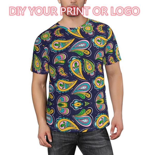 Camisetas para hombres 2022 OEM Diseño personalizado Paisley Bandan Pattern Impreso Casual Beach Wear Cuello redondo Tee Shirts Bulk hombres camiseta