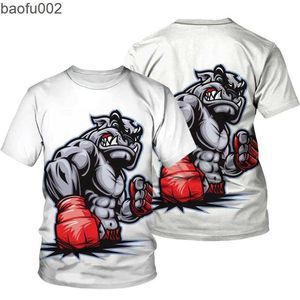 T-shirts voor heren 2022 POPULAIRE PRODUCTEN HEN's T-shirt Y2KClots Boxing Dog Patroon 3D-geprinte T-shirt Fashion Products W0322