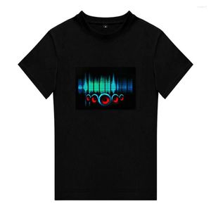 Heren T-shirts 2022 Verkopende flitsende el geluid geactiveerd T-shirt op maat Luminous in donker paneel voor muziekfeest