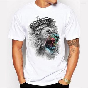 Hommes T-shirts 2022 Chemise Hommes Couronne Lion 3D Blanc Impression T-shirt Mode Animal Casual À Manches Courtes O-cou Hipster Tops Harajuku Tee