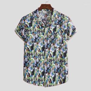 T-shirts van heren 2022 Shirts voor Mannen Zomer Floral Elements 3D Digital Printing Trend Losse shirt met korte mouwen Top M-3XL grote maat