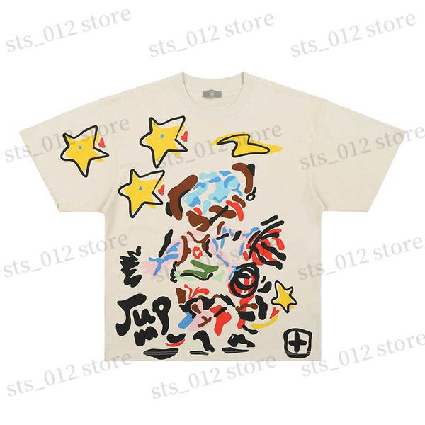 T-shirts pour hommes 2022 Simple et drôle Overize High Street Tee Loose Graffiti Star Print Hommes et femmes T230412