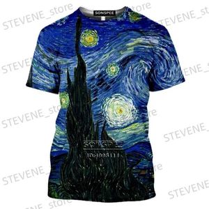 T-shirts hommes 2022 Starry Night T-shirt Hommes Tournesols T-shirt Vincent Van Gogh 3D Imprimer Femmes Casual T-shirt à manches courtes Fitness Top Tee T231219