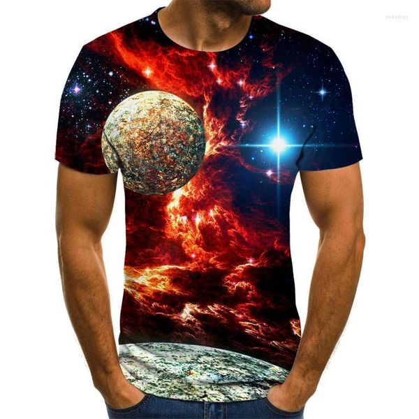 Camisetas para hombre 2022, Camiseta con estampado 3d de cielo estrellado, camiseta informal de verano para hombre, camisetas divertidas, ropa de calle, talla masculina XXS-7XL