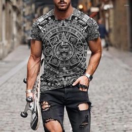 Camisetas para hombres 2022 Street Fashion T-shirt Hombres Camiseta suelta de manga corta Azteca México Tatuaje Impresión 3D Slim Cuello redondo Spo281Y