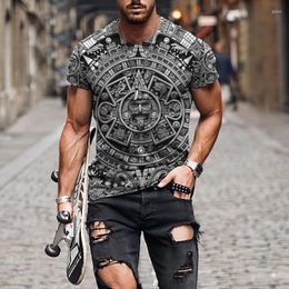 T-shirts pour hommes 2022 Street Fashion T-shirt Hommes T-shirt ample à manches courtes Aztèque Mexique Tatouage Impression 3D Slim Col rond Sportswear
