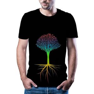 T-Shirts pour hommes 2022 été et mode féminine à manches courtes T-Shirt drôle impression 3D arbre fantastique décontracté polyvalent drôle