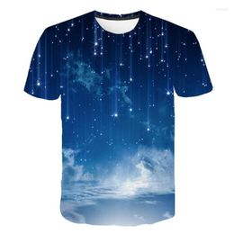 Heren t shirts 2022 zomer prachtige starry sky t-shirt nacht 3d geprinte universum korte mouw o-neck oversized