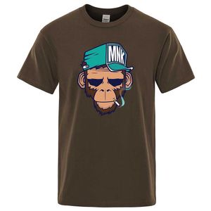 T-shirts voor heren 2022 Zomer Katoen Tops Roken Monkey Korte mouw Men T-shirt mode losse T-shirt Harajuku Hip Hop Mens Tees Streetwear T230103