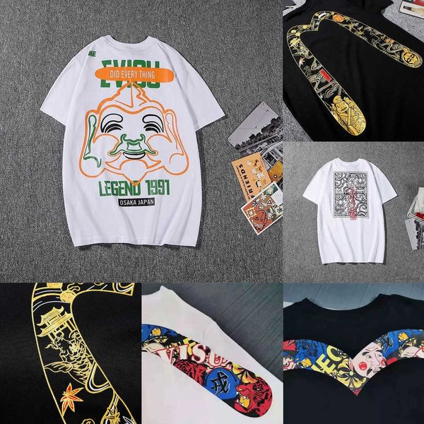 T-shirts pour hommes 2022 été Evisued T-shirt Harajuku mode hommes à manches courtes grand M imprimé blanc t-shirt homme Couple hauts amples Trendyol J230509