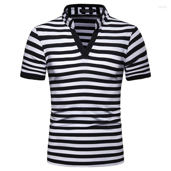 Camisetas para hombre, moda de verano 2022, camiseta de manga corta con cuello en V, camisetas a rayas para hombre, camisetas de diseño informal para hombre, Tops