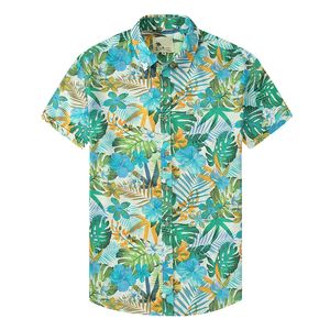 Heren T-Shirts 2022 Zomer Hawaiian Shirts Voor Mannen Tropisch Blad Colorblock Print Strand Vakantie Shirt