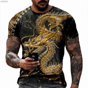 T-shirts masculins 2022 T-shirt Hippie Mens T-shirt Dragon 3D Print HARAjuku T-shirt à manches courtes Unisexe Topxw