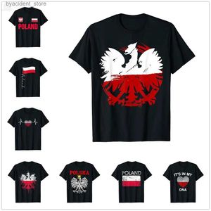 T-shirts pour hommes 2022 Summer Polonais Eagle Pologne Drapeau T-shirt pour hommes Femmes Unisexe T-shirt Tops 100% T-shirts en coton L240304