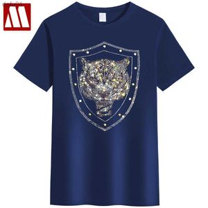 Camisetas de hombre 2022 Camisetas de manga corta de verano Camisetas con diseño de tigre de diamantes de imitación Camisetas con estampado de abalorios con cuello en O Camiseta básica Blingbling S-5XL L230520