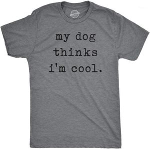 T-shirts pour hommes 2022 T-shirt d'été mon chien pense que je suis cool lettre imprimé motif lâche coton hip-hop col rond à manches courtes