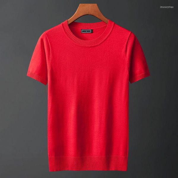 T-shirts pour hommes 2022 Été T-shirt à fond ajusté Mâle Slim Couleur Solide O-Cou Casual T-shirt à manches courtes Vêtements tricotés A27