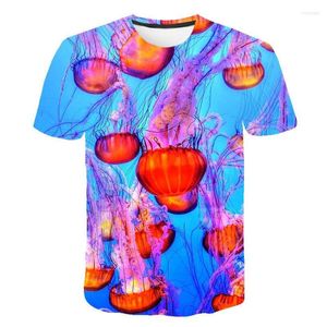 Hommes t-shirts 2022 T-Shirt mode col rond méduse imprimé à manches courtes nouveauté été haut décontracté Cool