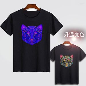 Heren t shirts 2022 Technologiekleur veranderende t-shirt gezicht korte mouw alle katoenen kleding half mode casual slijtage