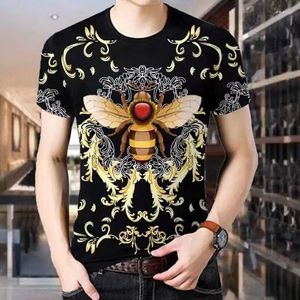 Heren t shirts 2022 tijgerpatroon heren casual korte mouwen t-shirt trend 3D bijen print top losse grote maat jeugdkleding