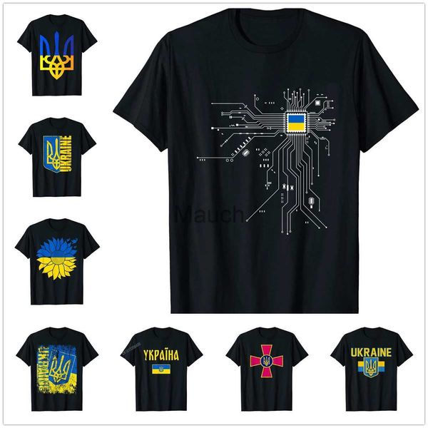 T-shirts pour hommes 2022 Ukraine Ukrainien UKR Ukrayina Pays Drapeau CPU Processeur Schéma de circuit T-shirts Hommes Femmes T-shirts Tops Coton T-shirts J230625