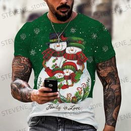 T-shirts voor heren 2022 Unisex Kerstmis T-shirt voor heren en dames Festival Feest Korte mouw Top Informeel Mode Sneeuwpop Cartoon 3D-print T-shirts T231219