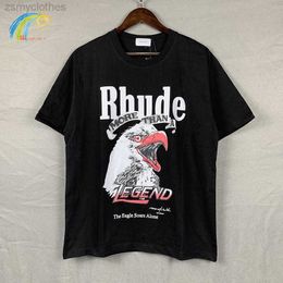 T-shirts pour hommes 2022SS Hip Hop Eagle Printing RHUDE T Shirt Hommes Femmes 1 1 Coton Los Angeles Limited Oversized Tee Rhude Top Inside Tags