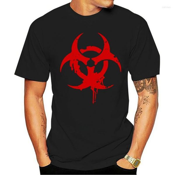 T-shirts pour hommes 2023-2023 T-Shirt Fashion Radiation Gas Danger Halloween Scary Red Biohazard Mens Black