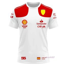 T-shirts pour hommes 2023/2024 Nouvelle équipe de course de Formule 1 F1 Rouge Été Charles Leclerc 16 Carlos Sainz 55 Pilote Sports de plein air Kt0t