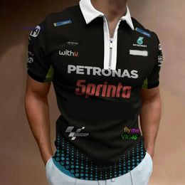 Camisetas para hombres 2023/2024 Nuevo F1 Fórmula Uno Equipo de carreras Polos Yamaha Cremallera Polo Camisa de motocicleta Sudadera de verano azul Tops de gran tamaño transpirables W7m6