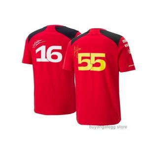 T-shirts pour hommes 2023/2024 Nouvelle F1 Formula One Racing Team Officiel Scuderia Carlos Sainz Charles Leclerc Uniforme Chemise Costume Moto Moto Tees R8ru