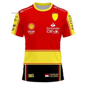 Camisetas para hombres 2023/2024 Nuevo equipo de carreras de Fórmula Uno de F1 Verano Charles Leclerc 16 Carlos Sainz 55 Ropa de conductor Camisetas de manga corta para niños Tops 6a3h