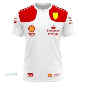 T-shirts pour hommes 2023/2024 Nouvelle équipe de course de Formule 1 F1 Rouge Été Charles Leclerc 16 Carlos Sainz 55 Pilote Sports de plein air TN9Y