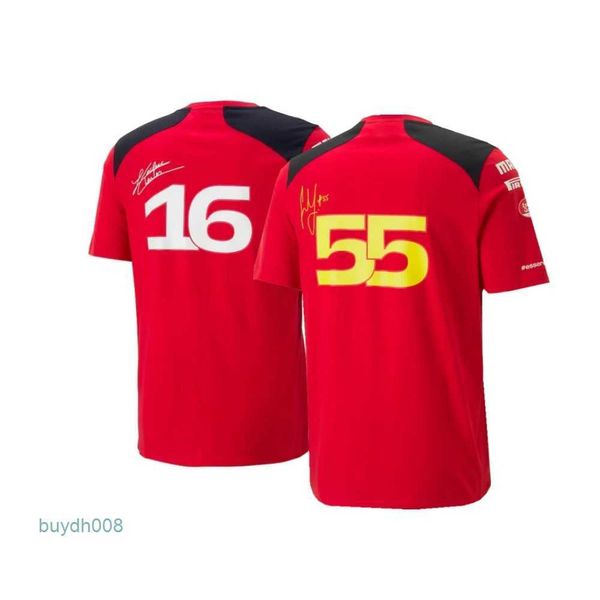 T-shirts pour hommes 2023/2024 Nouvelle F1 Formula One Racing Team Officiel Scuderia Carlos Sainz Charles Leclerc Uniforme Chemise Costume Moto Moto Tees P82h